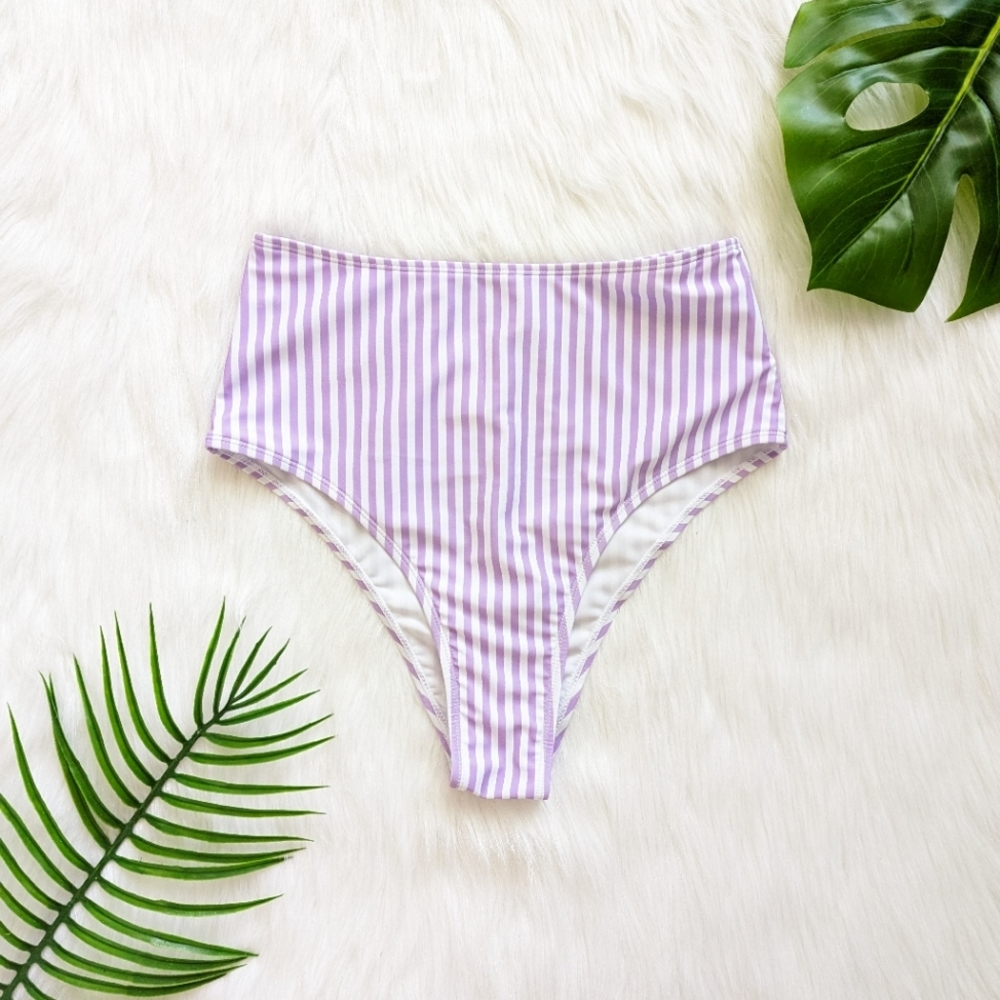 Pastel lavender purple and white stripe highway bikini bottom size S M L